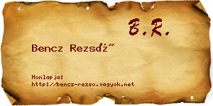 Bencz Rezső névjegykártya